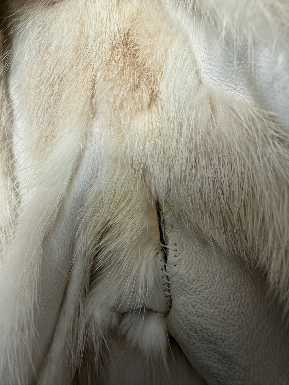 Vintage Mink Fur & Leather Coat Cream Color Size M - Picture 8 of 11